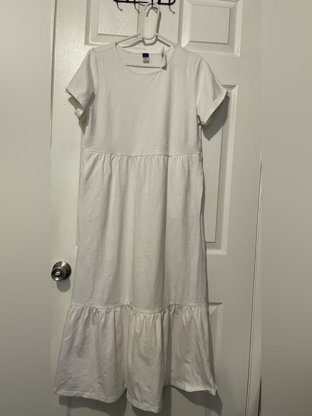 Old Navy White Tiered Short-Sleeve Maxi Dress